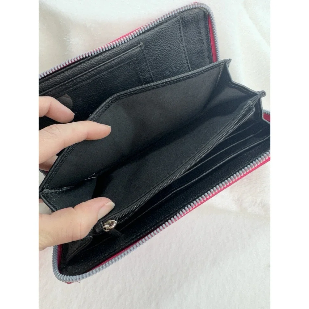 Betsey Johnson Barbie Pink Puff Hearts Full‎ Zip Wallet Wristlet Clutch EUC
